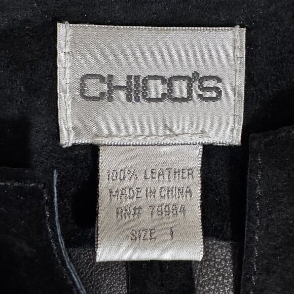 Chico's Black Suede Leather Jacket Size 1 (M) Long Sleeves - Picture 4 of 5